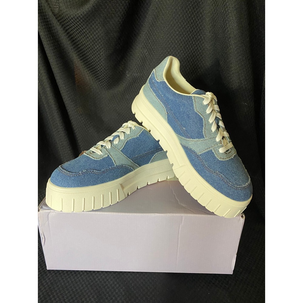Lisa Vicky Pal-V Denim Platform Sneakers Blue Women's Size 8 M New in Box